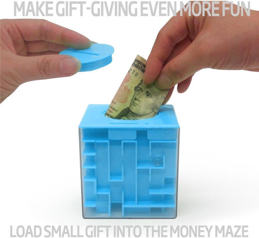 Money Maze Puzzle Box - a Fun Unique Way to Give Gifts for Kids and Adults (Blue)