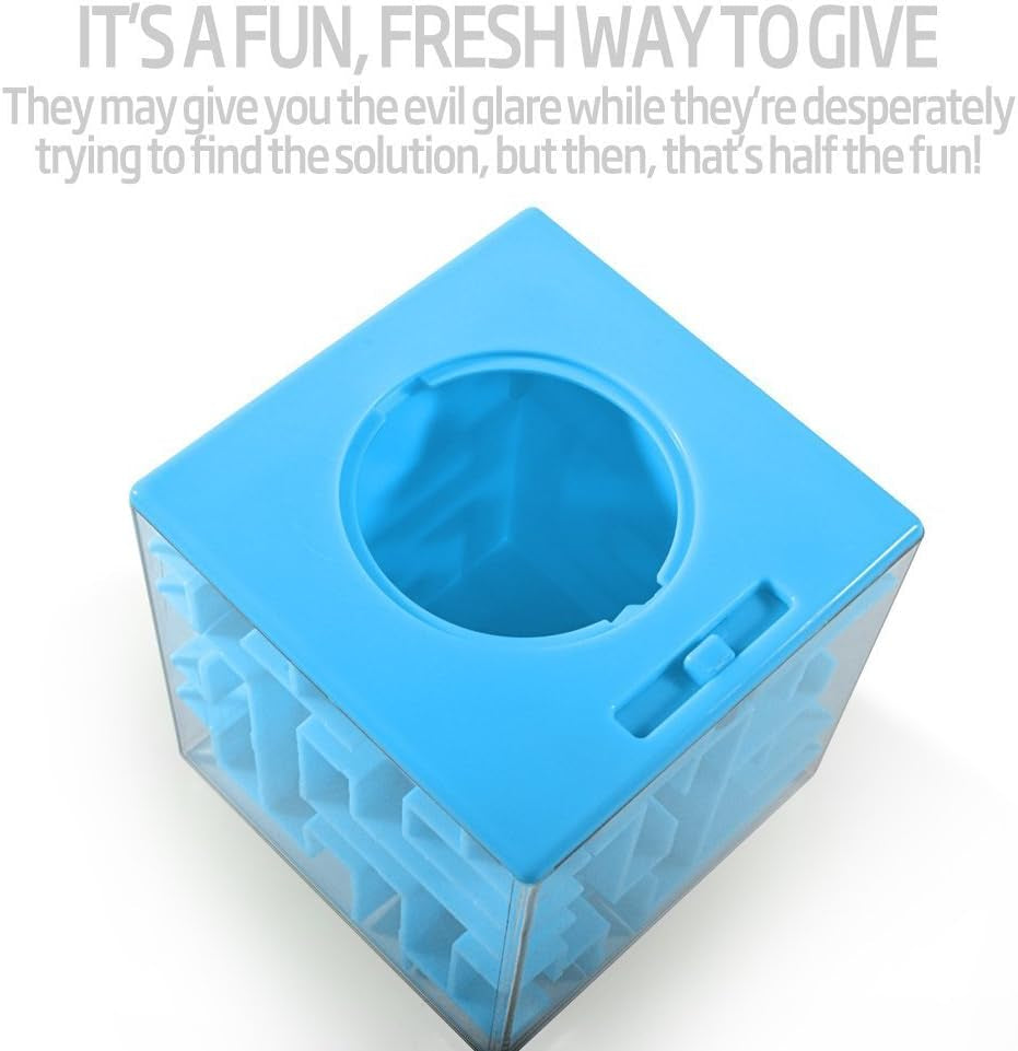 Money Maze Puzzle Box - a Fun Unique Way to Give Gifts for Kids and Adults (Blue)