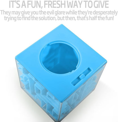 Money Maze Puzzle Box - a Fun Unique Way to Give Gifts for Kids and Adults (Blue)