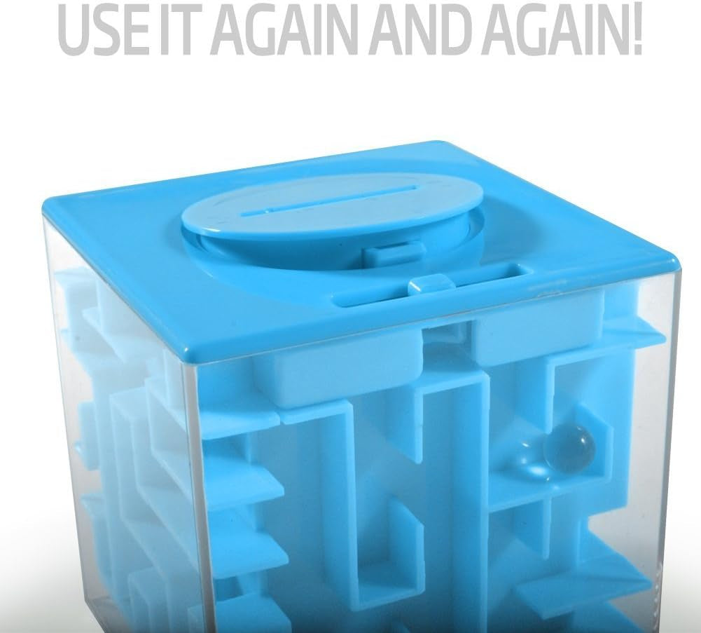 Money Maze Puzzle Box - a Fun Unique Way to Give Gifts for Kids and Adults (Blue)
